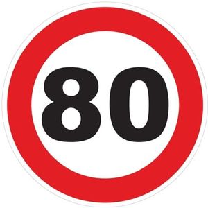 Sticker Snelheidsbegrenzing, rode cirkel, tractor, zwaargewicht, snelheidsbegrenzing, vrachtwagen, 80 km/u, zelfklevend, 10 cm diameter