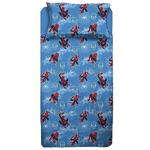 Spiderman, Bedlaken, 100% katoen, hoeslaken, kussensloop, blauw, Marvel, Disney, 100% katoen, officieel product