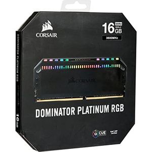 Corsair Dominator Platinum RGB 16 GB (2 x 8 GB) DDR4 3600 (PC4-28800) C18 1,35 V AMD Geoptimaliseerd Memory - Zwart