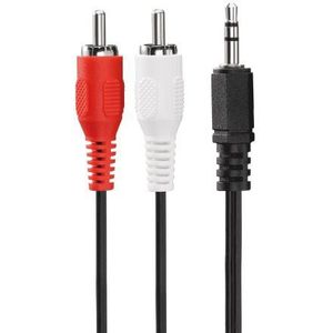 HDSupply LP-AC030-050 audio-verlengkabel (2x RCA-stekker naar 3,5 mm stekker, 5 m) zwart