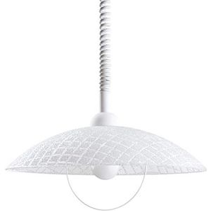 EGLO Alvez Hanglamp, 1-lichts hanglamp met spiraalkabel, in hoogte verstelbaar, klassieke hanglamp voor keuken of eettafel, van kunststof en glas in wit/transparant, E27-fitting