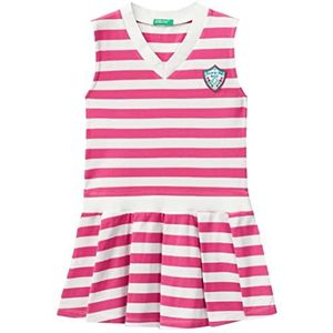 United Colors of Benetton jurk voor meisjes en meisjes, meerkleurig A Righe Fuxia E Bianco 901
