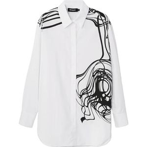 Desigual Woman Woven Shirt met lange mouwen voor dames, Wit, XL
