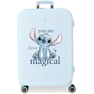 Joumma Disney Stitch You Are Magical koffer, middelgroot, blauw, 48 x 70 x 28 cm, harde ABS-sluiting, TSA-sluiting, 79 l, 4,32 kg, 4 dubbele wielen, blauw, middelgrote koffer, Blauw, Middelgrote
