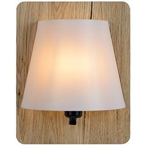 Lucide 77281/01/76 Idaho wandlamp, E14, 15 W, licht hout, opaalin, 12,5 x 12,5 x 25 cm