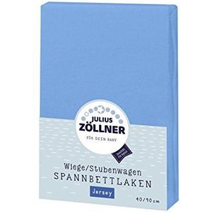 Julius Zöllner Jersey hoeslaken voor wieg 90x40 cm en kinderwagen 100% katoen Standard 100 by OEKO-TEX blauw