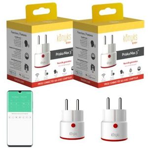 Konyks Priska MAX 3 FR Dual Pack - WiFi + BT, geavanceerde functies, 16 A, verbruiksmeter, compatibel met Alexa, Google Home & Tuya, 2 stuks