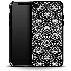 caseable Apple iPhone XR hoes luxe glas beschermhoes schokdempend oppervlak krasbestendig Color Design Black French Lillies bloemen bloemen