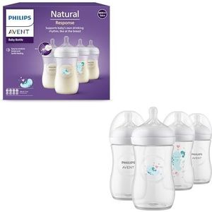 Philips Avent Natural Response - Geschenkdoos: 4 x Natural Response babyflessen 260 ml met spenen T3 (1+ maand) (model SCY903/61)
