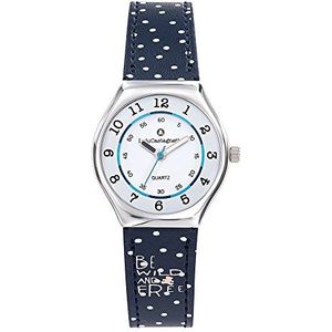 Lulu Castagnette meisjes analoog kwarts horloge met leren band 38852, blauw, pols, Blauw, Pols
