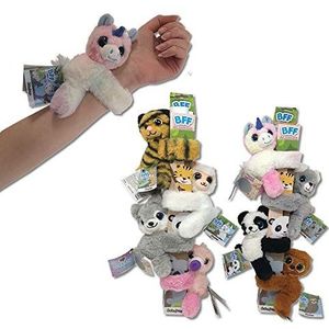 Sbabam, BFF Best Friends Forever, pluche dier om te gebruiken als armbanden, kiosk kinderpop, je kunt dieren vinden zoals eenhoorn, aap, koala, brasipe, 2 stuks, spelletjes