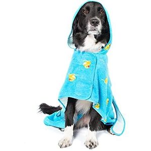 BarkBox Hondenbadjas, licht, super schattig, sneldrogend, voor honden, eend (maat L)