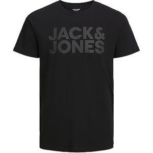JACK & JONES Jjecorp Logo Tee Ss O-neck Noos T-shirt heren (1 stuk), Zwart (Black Fit: Slim/Large Print/Zwart)