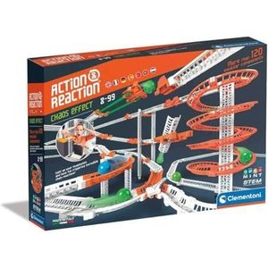 Clementoni 59306 Action & Reaction Chaos-effect - Meerdelige bouwset voor een uitbreidbare kogelbaan, leer- en bouwspeelgoed voor kinderen vanaf 8 jaar