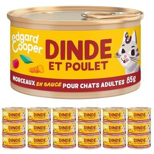 Edgard & Cooper Paté Box kat zonder granen, natuurlijk voer, gezonde voeding, smakelijke en evenwichtige voeding, hoogwaardig eiwit (nieuw – kalkoen/kip, 85 g x 18)
