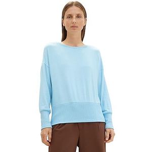TOM TAILOR T-shirt basique à manches longues pour femme avec détails côtelés, 12391 - Mélange de bleu clair clair, XL