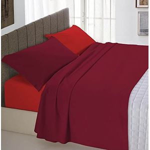 Italian Bed Linen CL-NC-rosso/Bordeaux-1P Natural Color beddengoedset, rood/bordeaux, single, 100% katoen
