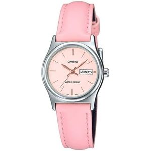 Casio Dames polshorloge analoog leer roze armband roze wijzerplaat LTP-V006L-4B, strap