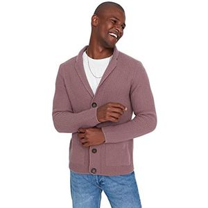 Trendyol Trendyol Heren Plus Size Slim Standaard Reverskraag Gebreid Vest Heren Sweater (1 stuk), Roze