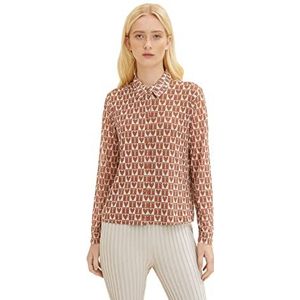 TOM TAILOR Denim Dames blouse 30917 - Brown Cream Checkerboard, XL, 30917 - Brown Cream Checkerboard