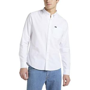 Lee button down overhemd casual heren, hoogwit