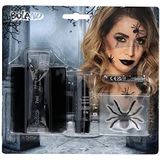 Boland 45097 - Zwarte weduwe make-upset, 1 tule stof, 1 lippenstift, 4 stickers, 1 make-upstift en 1 glittergel, make-up, make-upset, spin, heks, Halloween,