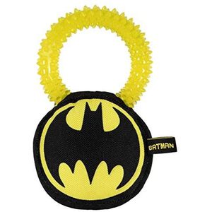 CERDÁ LIFE'S LITTLE MOMENTS - Kauwspeelgoed voor honden met geluid - tandreiniging - veilig, robuust en niet giftig in de vorm van een schijf met Batmanpluche - officieel gelicentieerd product DC Comics