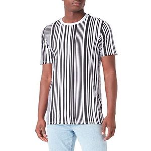 Koton Basic T-shirt met korte mouwen en ronde hals T-shirt voor heren, Zwarte strepen (02N)