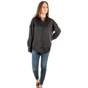 ONLY Dames Onlmarta Ls oversized satijnen shirt Wvn blouse, zwart.