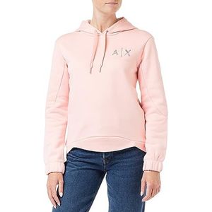 Armani Exchange Fleece hoodie voor dames met logo, roze, L, Roze