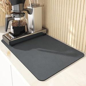 Kolamom Tapis d'égouttoir pour machine à café 40 x 50 cm, absorbant antidérapant, tapis d'évier de cuisine, pour comptoir de cuisine, cafetière, gris