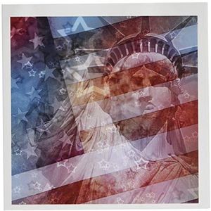 3Drose Patriotic Lady Liberty digitale collage met vrijheidsbeeld en Amerikaanse vlag - wenskaarten, 15,2 x 15,2 cm, 12 stuks (gc_19439_2)