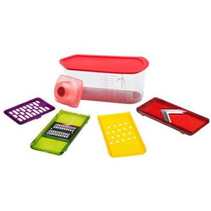 KUHN RIKON 20464 Mandoline Multi & rasp, kunststof, roestvrij staal, rood, 23,5 x 8,6 x 10 cm