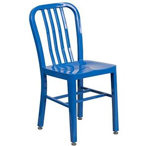 Flash Furniture Metalen stoel voor binnen en buiten, blauw, 83,82 x 58,42 x 45,72 cm
