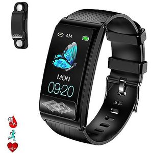 DAM Smartwatch P10 met spanningsmonitor en O2 in het bloed met borstband VFC en ECG-rapport 24 uur 22,5 x 1,2 x 2 cm. Kleur: zwart, normaal