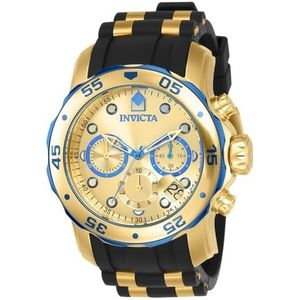 Invicta Pro Diver SCUBA Herenhorloge, kwarts, roestvrij staal, 48 mm, goud/blauw, Horloge
