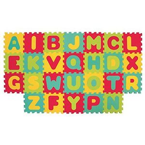 LUDI - Vloermat en educatief speelgoed – reuzenpuzzel, lettermotieven, 26 schuimrubberen tegels, 26 elementen om te leren lezen – vanaf 10 maanden