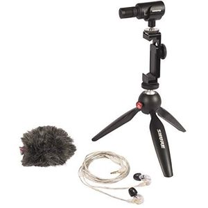 Shure Draagbare Videografiebundel met SE215 Oortelefoon, MV88+ Videokit en AMV88-Fur Windjammer