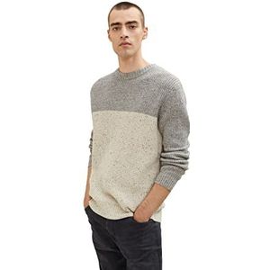 TOM TAILOR Blue Grey Color Block Nep, L, 30664, 30664 - Blue Grey Color Block Nep