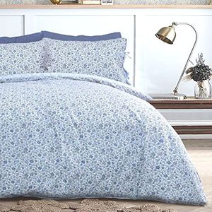 Sleepdown Ditsy Flowers Beddengoedset voor kingsize bed, 230 x 220 cm, blauw/wit