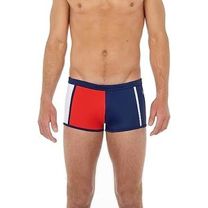 HOM Short de bain Waterpolo pour homme, Bleu marine, rouge et blanc, XXL