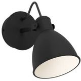 EGLO San Peri 1 LED binnenwandlamp, binnenverlichting met draaibare spot, lamp voor woonkamer en hal in zwart en wit metaal, met GU10-lamp, warmwit