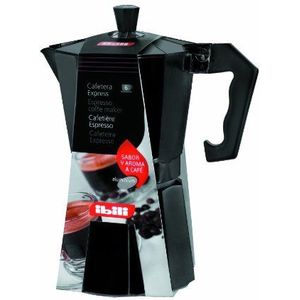 Ibili - Espressomachine Bahia zwart, 6 kopjes, 300 ml, aluminium
