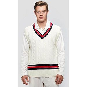 GM Gunn & Moore Cricket-pullover, mouwloos, marineblauw/rood, maat XL