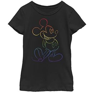 Disney Mickey Pride Rainbow Outline Girls T-shirt, zwart