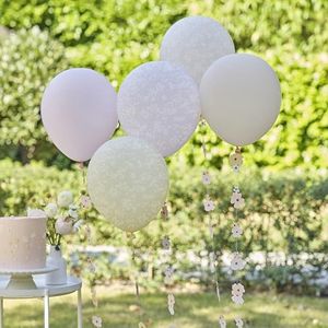 Ginger Ray 5 stuks pastelbloemen latex met 5 decoratieve ballonstaarten 1 m