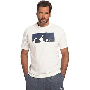 JP 1880 T-shirt imprimé montagne, col rond et demi manches 818581, Blanc crème., 5XL