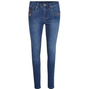 Cream Skinny jeans voor dames, denim slim fit, push-up mid-waist, Indigo Blue Denim