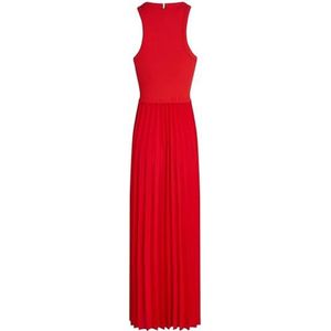 Tommy Hilfiger Rib Tank Pleated Dress Midi Ns Ww0ww39342 Halflange geribbelde geplooide jurk WW0WWW39342 Dames, Rood (primair rood), XL