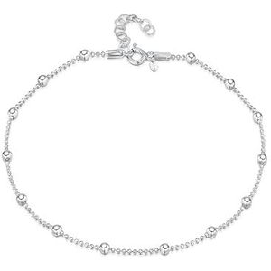 Amberta Sieraden - Echt 925 Sterling Zilver Enkelband - Kogelketting Enkelbandje voor Vrouwen - Lengte: 22+4 cm - Verstelbare
